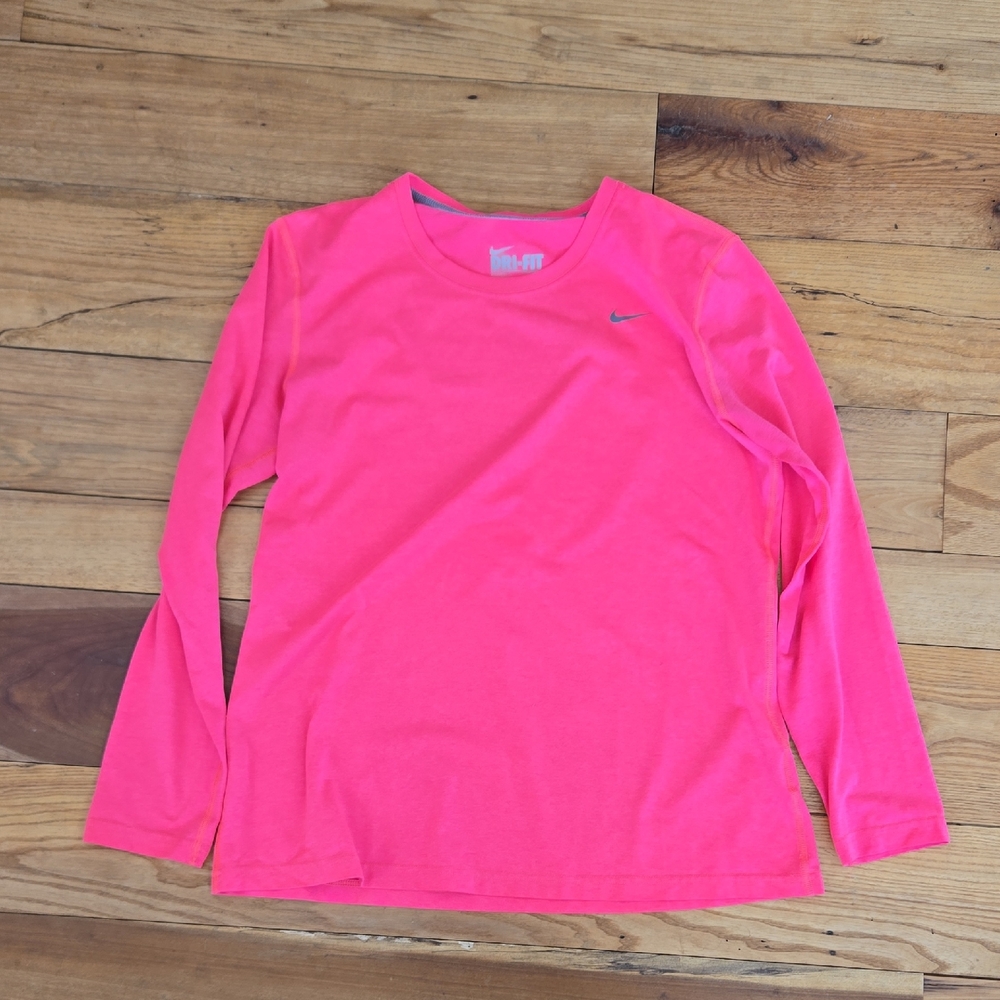 Women's Nike Dri Fit Long Sleeve Top Size Large Neon Pink